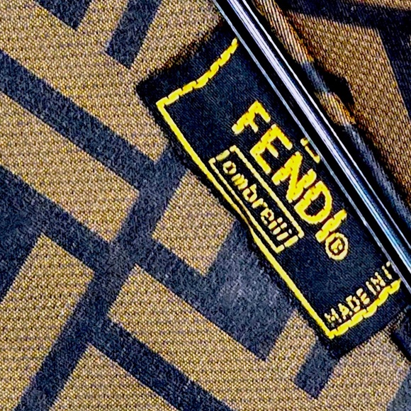 Rare FENDI Zucca Umbrella Special Edition W/Exclusive Roma 1925 Webbing Monogram - Picture 15 of 16